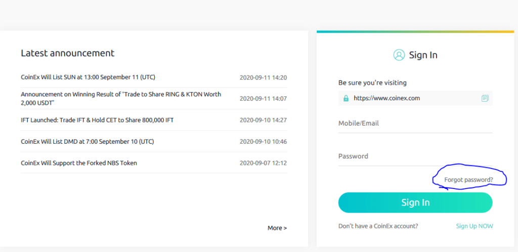 بازیابی پسورد حساب صرافی کوینکس coinex sign in 1024x500 بازیابی پسورد حساب صرافی کوینکس