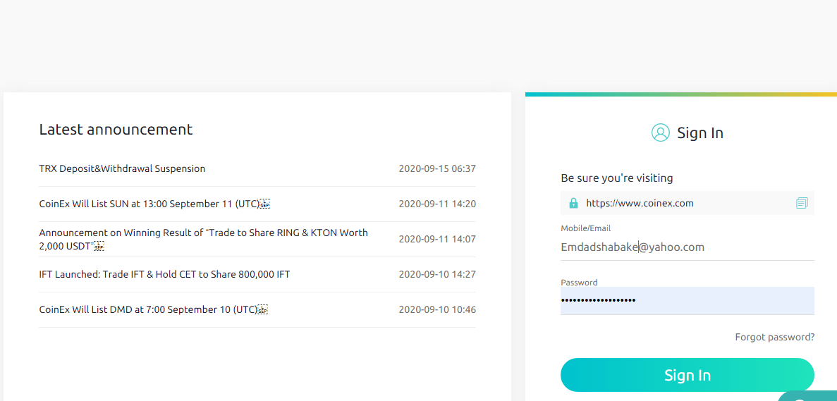 coinex signin
روش ورود به صرافی کوینکس
