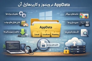 گزینه اول (پیشنهادی): پوشه AppData در ویندوز چیست؟ | آموزش Local، LocalLow و Roaming گزینه دوم: آشنایی با پوشه AppData و تفاوت Local، LocalLow و Roaming در ویندوز